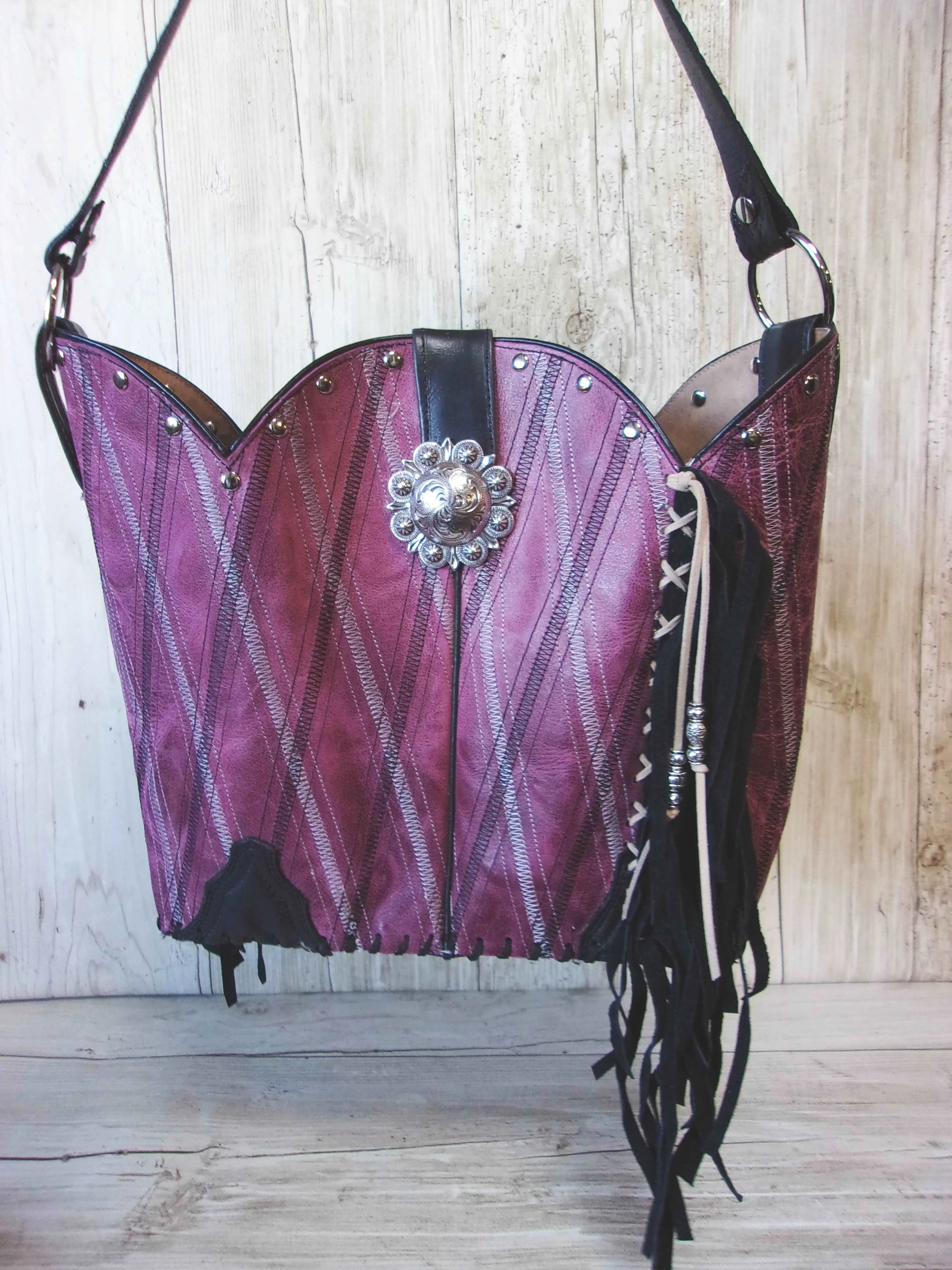 Bucket Bag Cowboy Boot Fringe Purse BK97