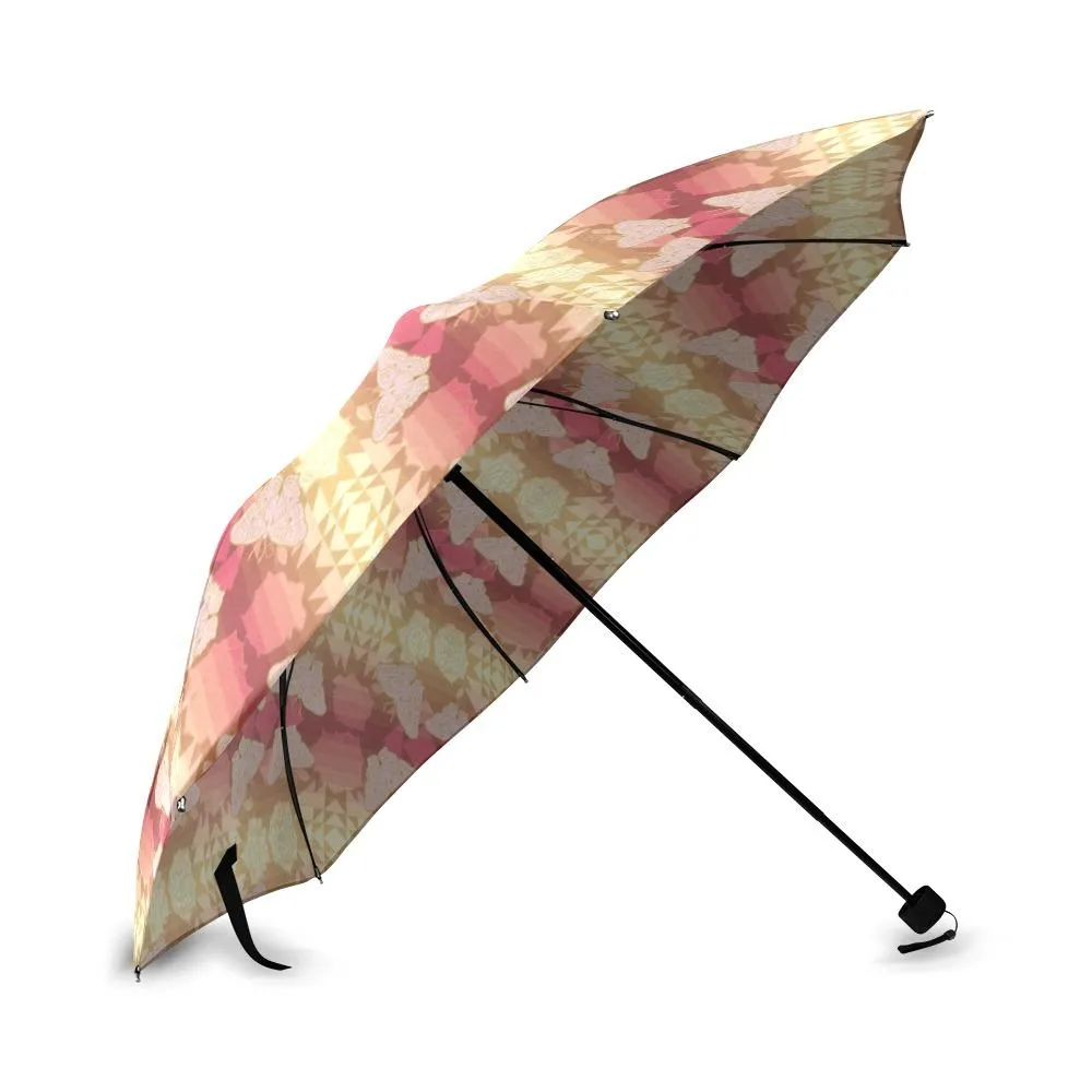 Butterfly and Roses on Geometric Foldable Umbrella