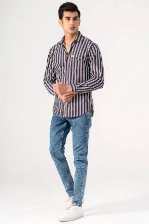 CASUAL SHIRT NAVY STRIPER