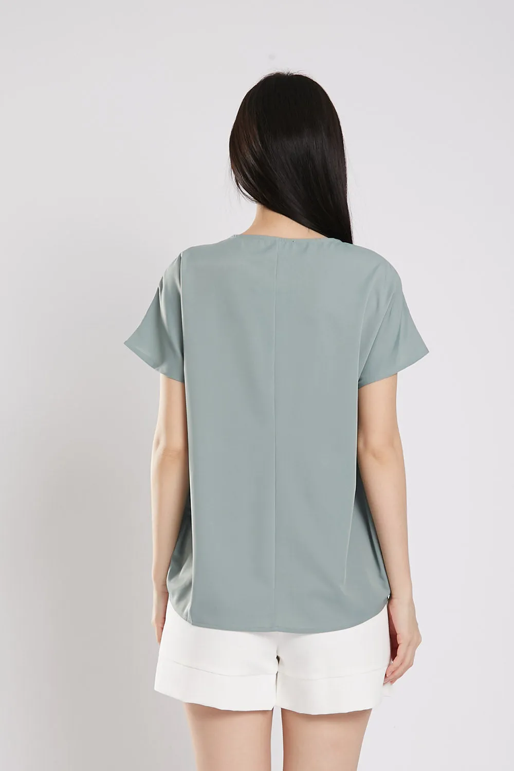 Charlita Basic Top in Sage