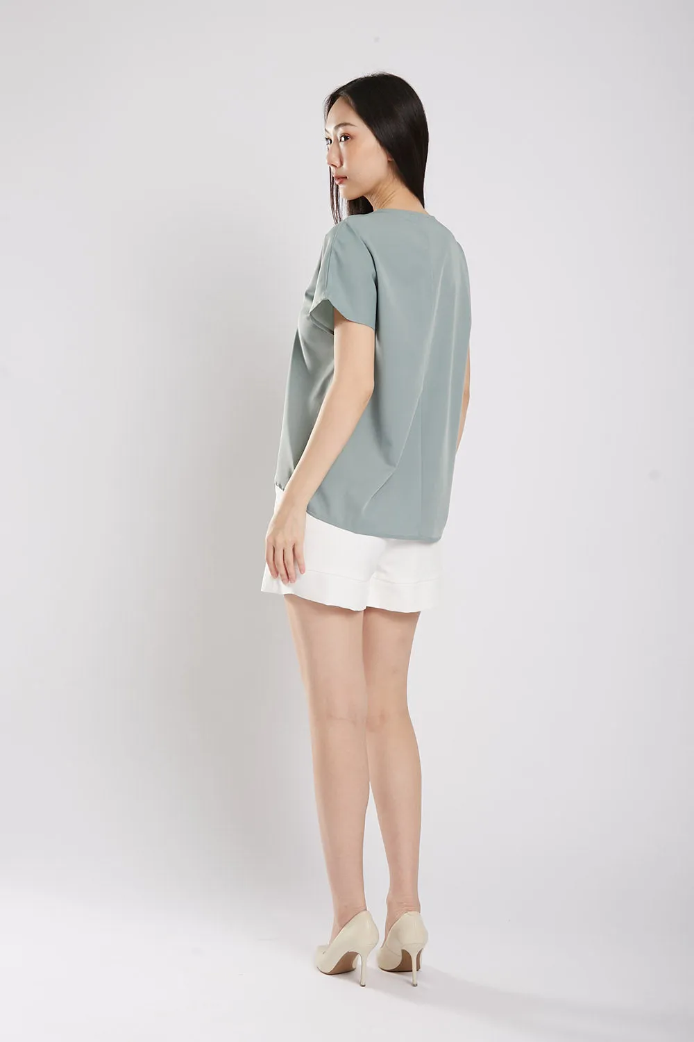 Charlita Basic Top in Sage