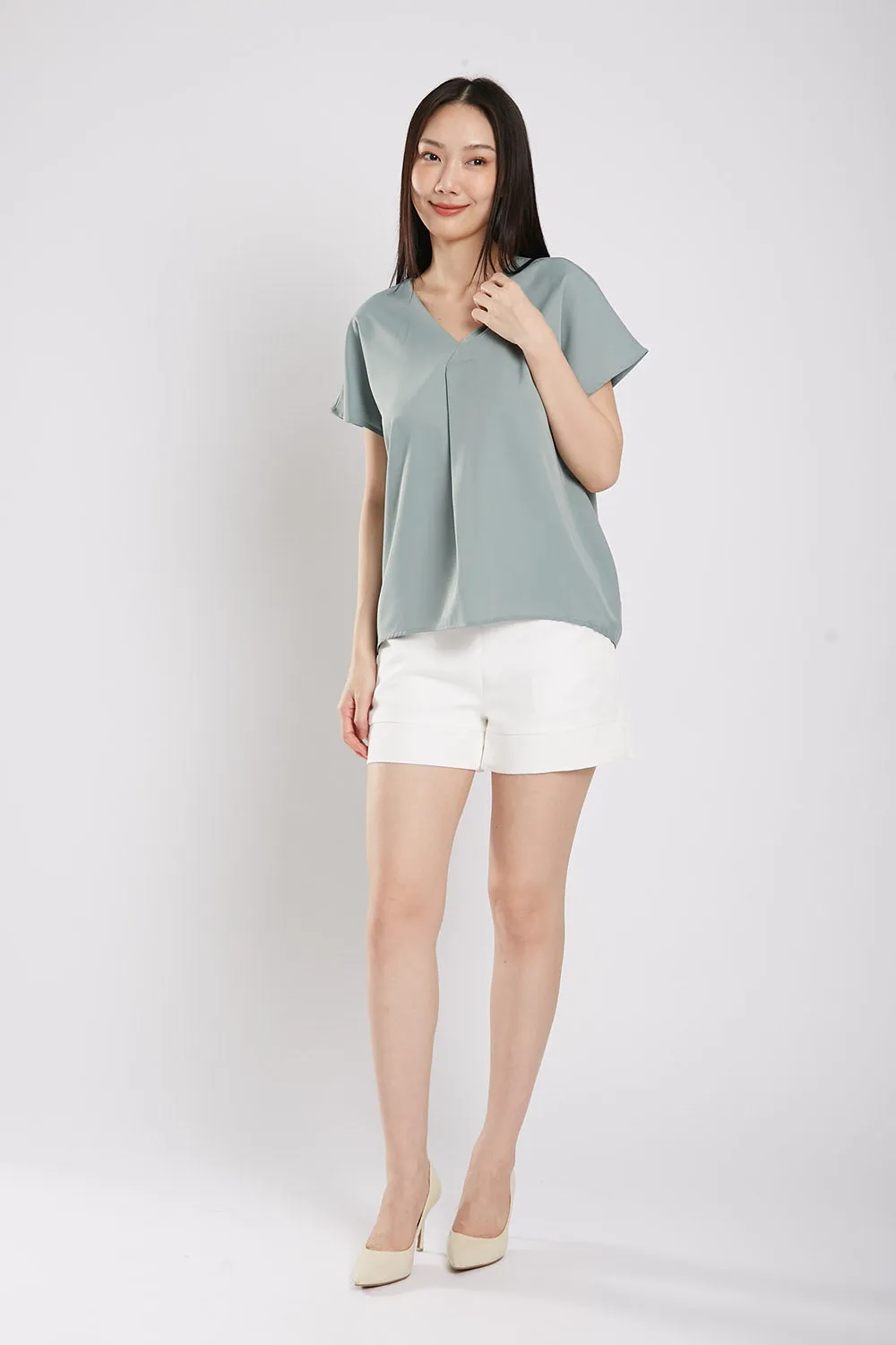 Charlita Basic Top in Sage