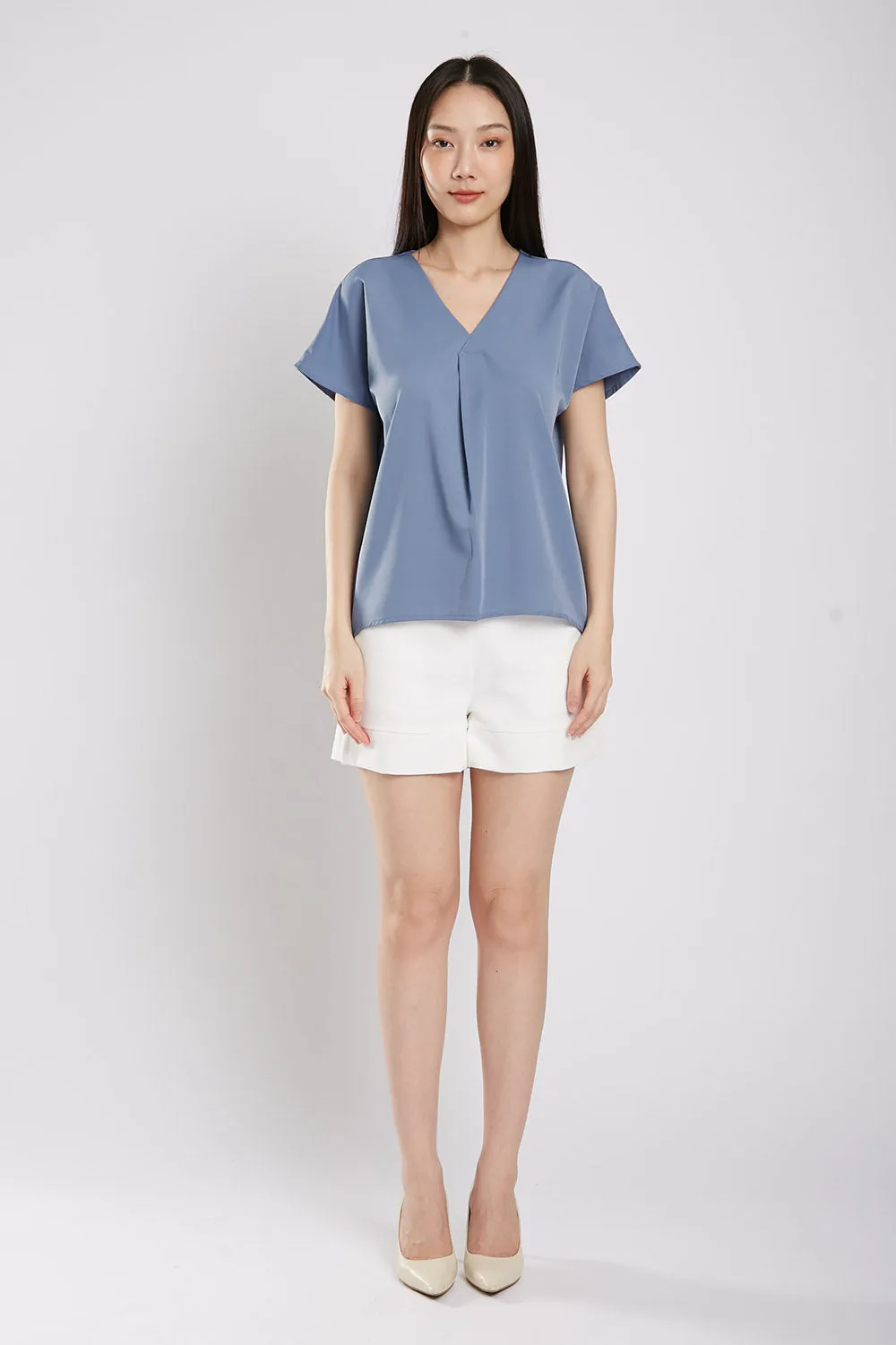 Charlita Basic Top in Slate Blue