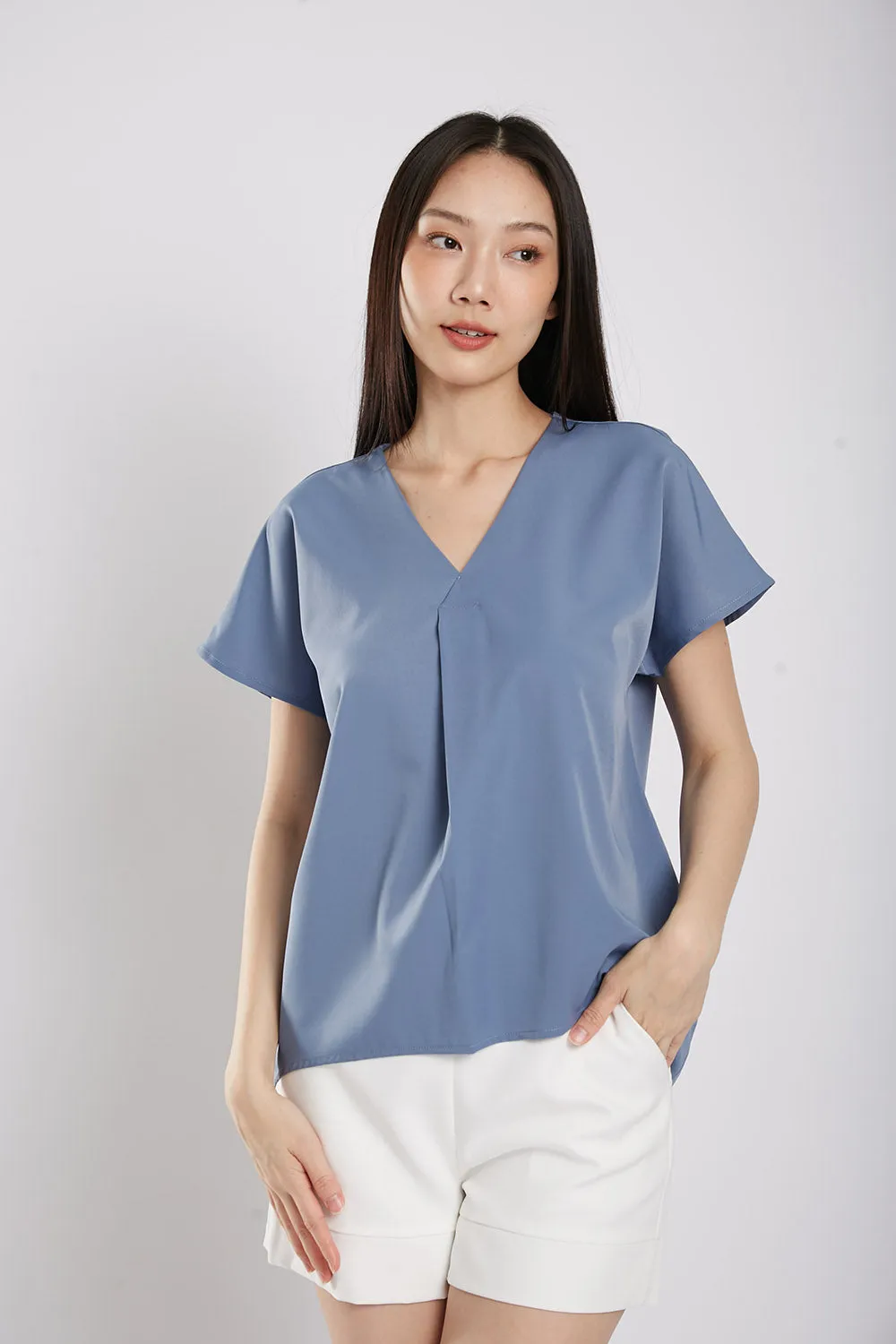 Charlita Basic Top in Slate Blue