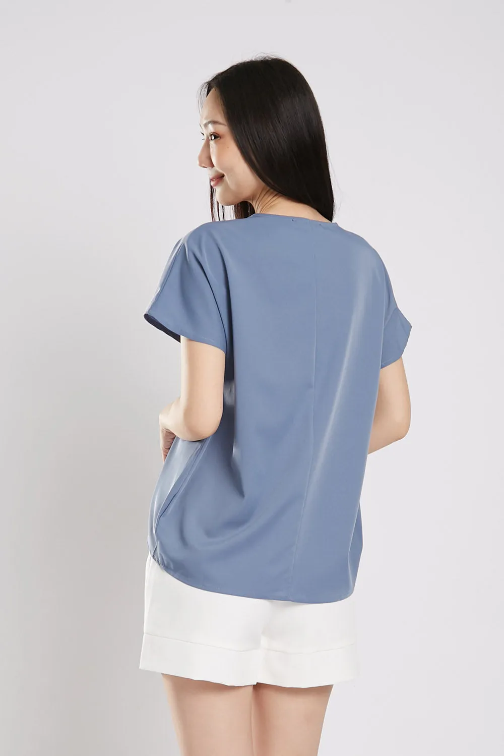 Charlita Basic Top in Slate Blue