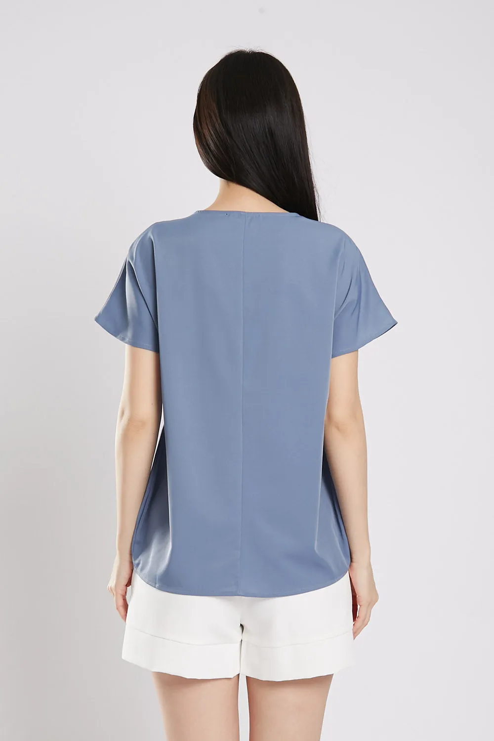 Charlita Basic Top in Slate Blue