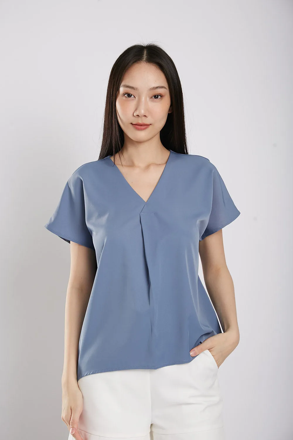 Charlita Basic Top in Slate Blue