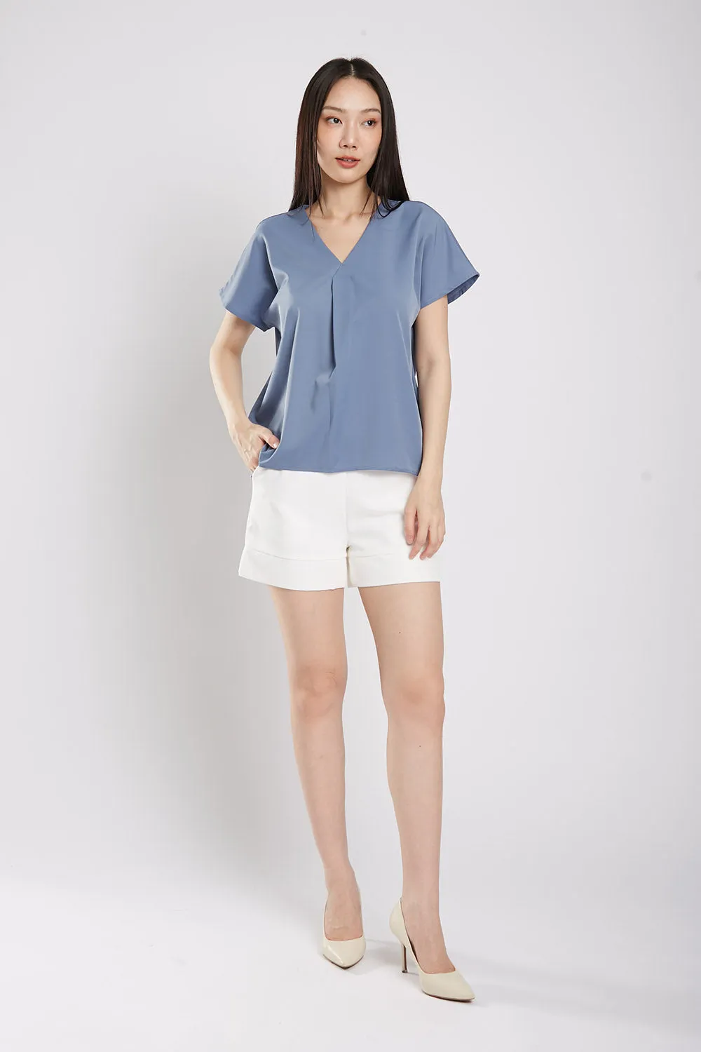 Charlita Basic Top in Slate Blue