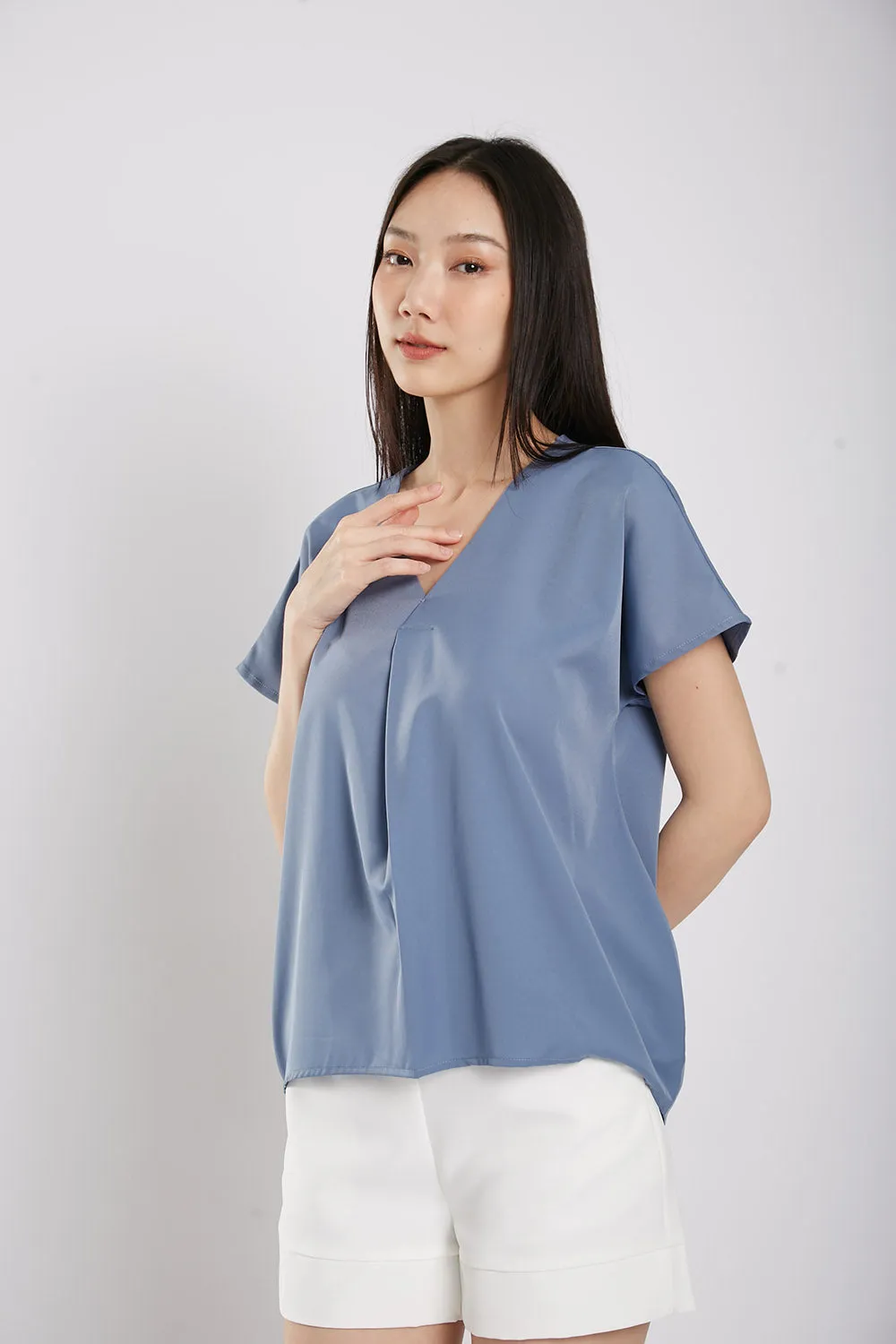 Charlita Basic Top in Slate Blue