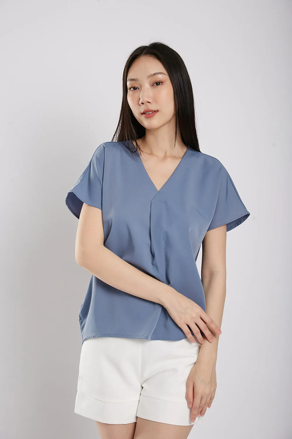 Charlita Basic Top in Slate Blue