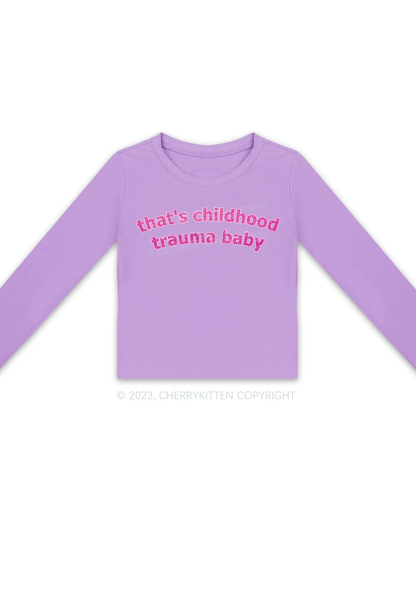 Childhood Trauma Long Sleeve Crop Top Cherrykitten