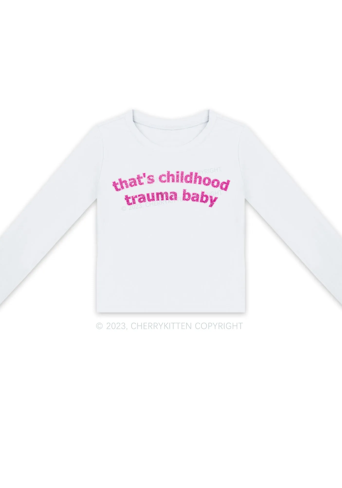 Childhood Trauma Long Sleeve Crop Top Cherrykitten