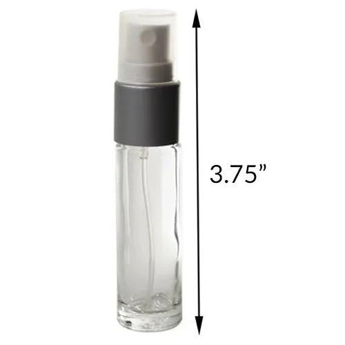 Clear Plastic Perfume Bottle with Silver Fine Mist Spray - .33 oz / 10 ml