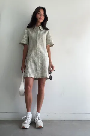 COLLARED MINI GINGHAM DRESS