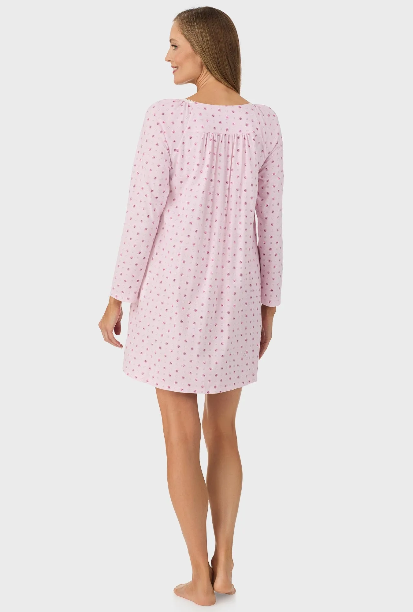 Cotton Candy Pink Geo Long Sleeve Nightgown