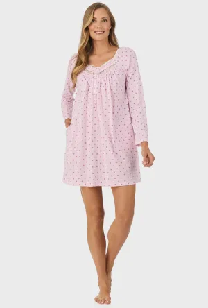 Cotton Candy Pink Geo Long Sleeve Nightgown