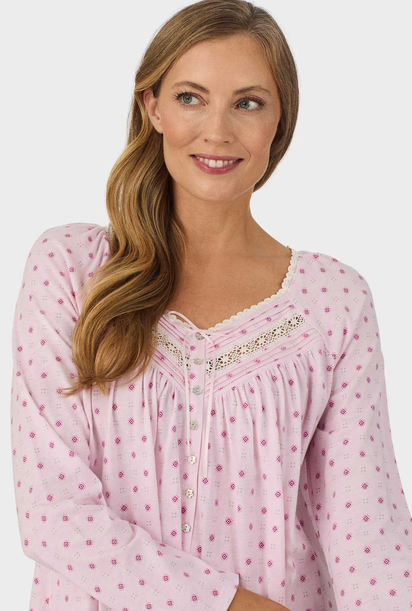 Cotton Candy Pink Geo Long Sleeve Nightgown