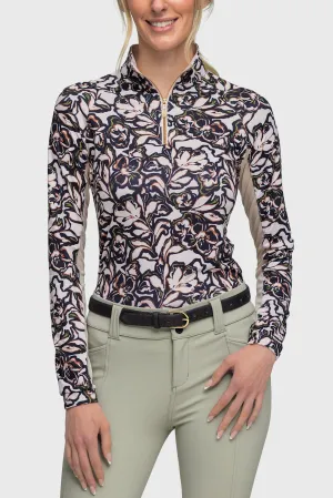 Cream & Black Floral Long Sleeve Sun Shirt