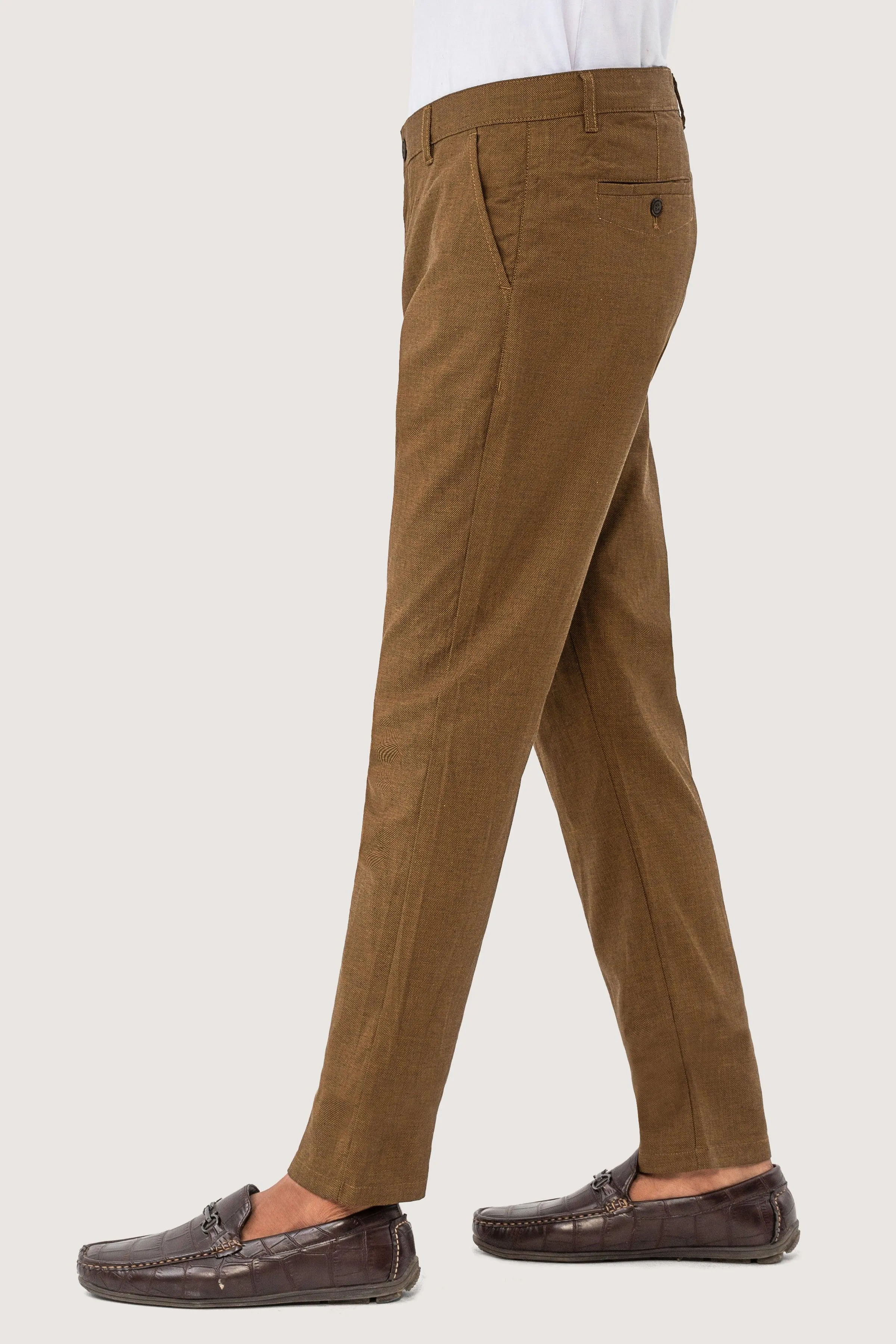 CROSS POCKET SELF TEXTURED PANT BROWN BLACK