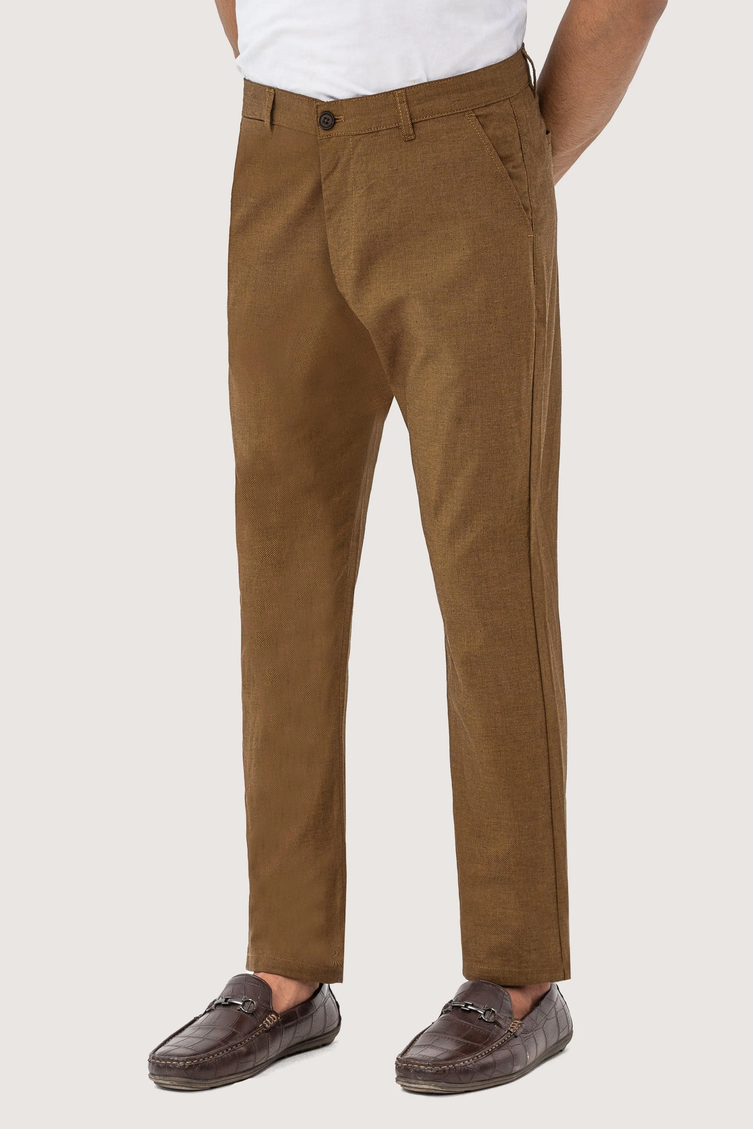 CROSS POCKET SELF TEXTURED PANT BROWN BLACK