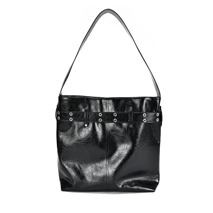 Eliska Vintage Belted Patent Shine Tote Bag