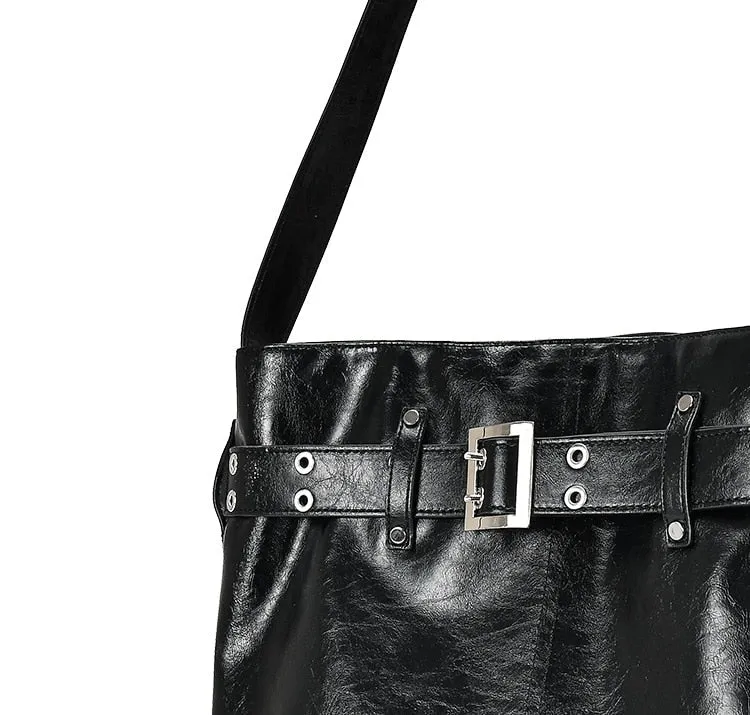 Eliska Vintage Belted Patent Shine Tote Bag