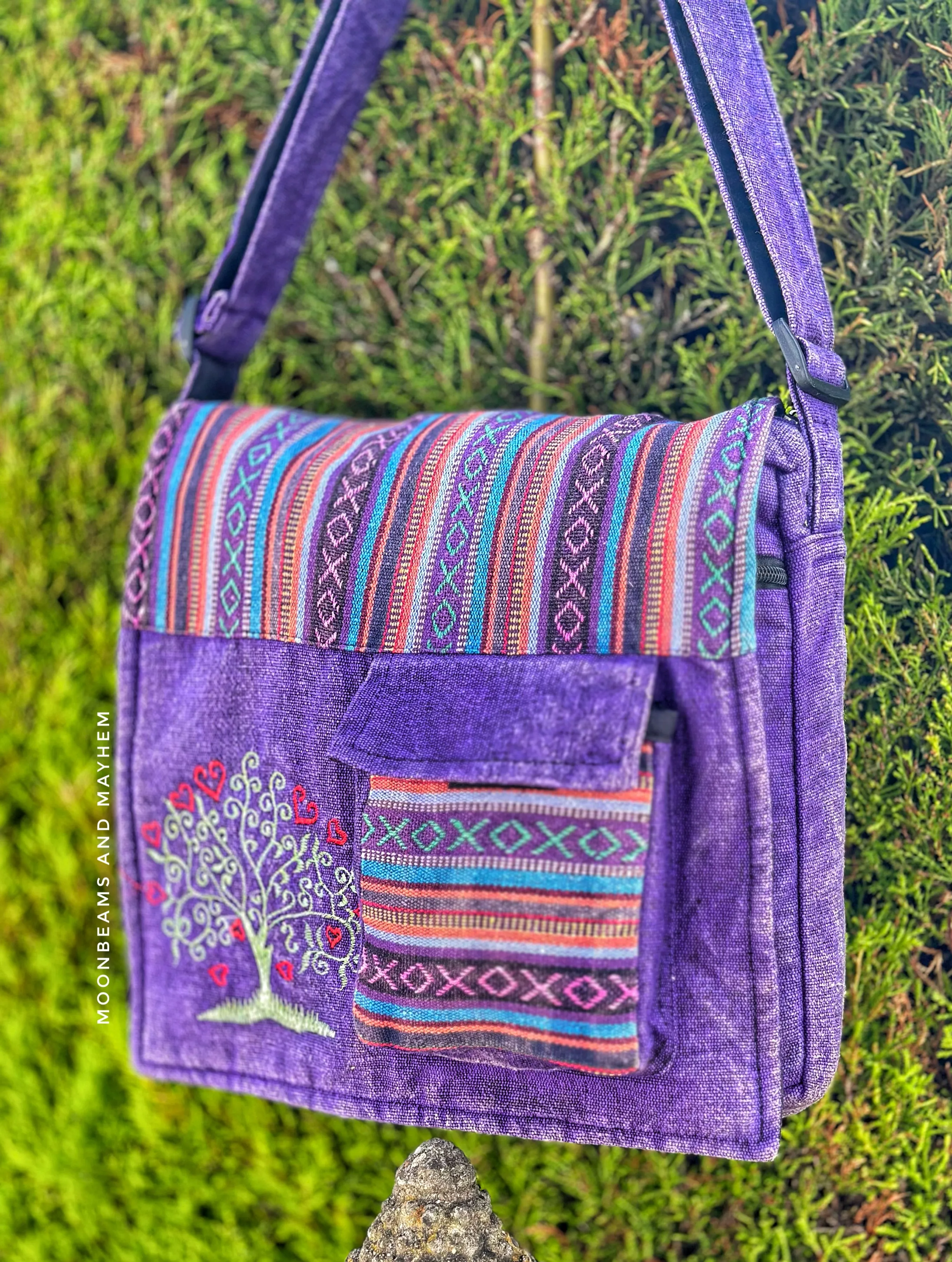 ENCHANTING PURPLE TREE OF LIFE SATCHEL BAG