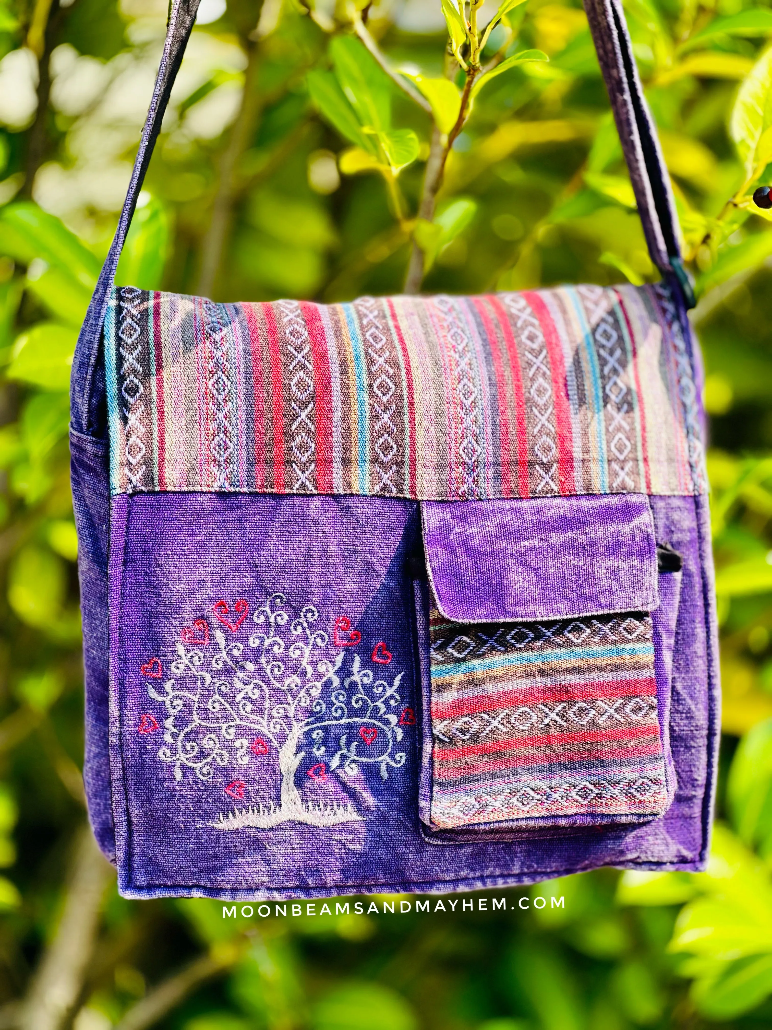 ENCHANTING PURPLE TREE OF LIFE SATCHEL BAG