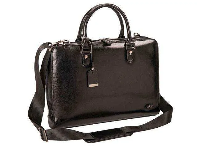 Fastlane Slim Genuine Leather Laptop Bag - Black