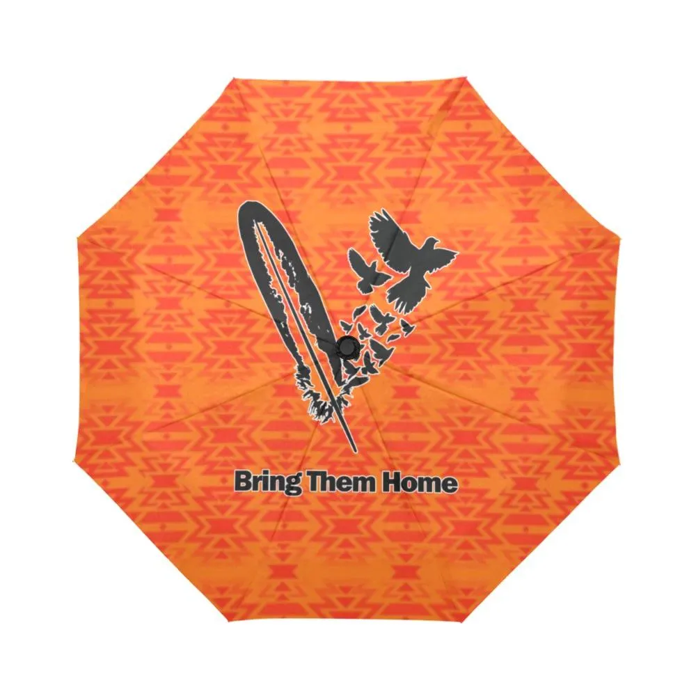 Fire Colors and Turquoise Orange Bring Them Home Auto-Foldable Umbrella