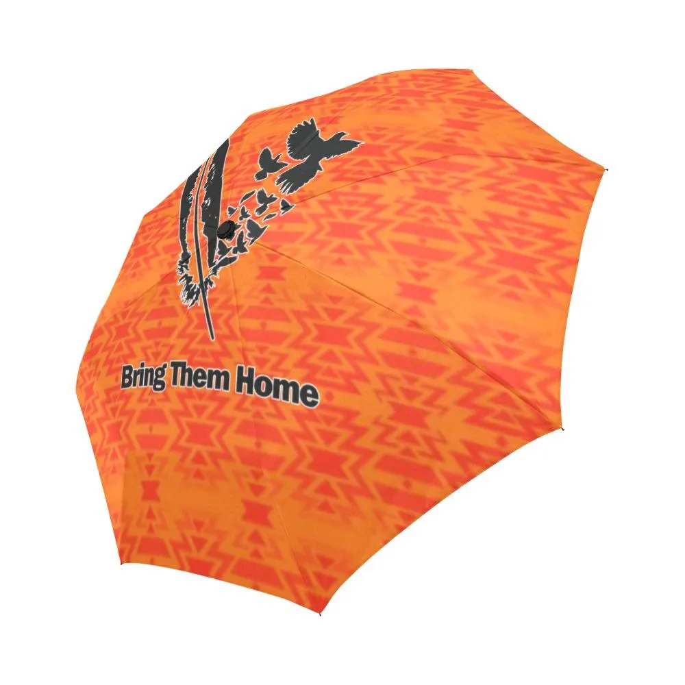 Fire Colors and Turquoise Orange Bring Them Home Auto-Foldable Umbrella