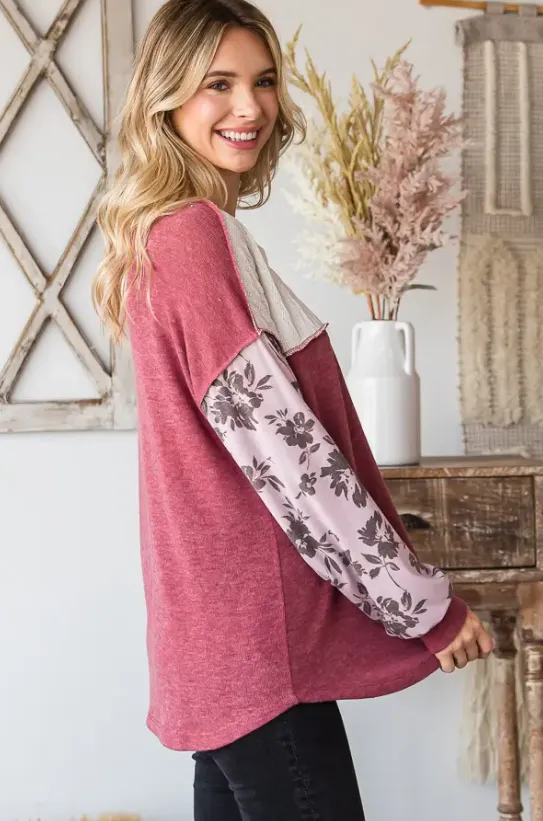 Floral Sleeve Vintage Long Sleeve