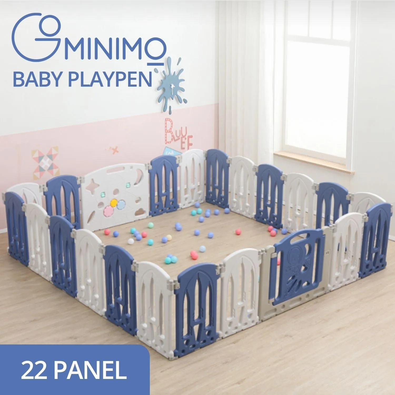 Foldable HDPE Baby Playpen w/ 22 Panels, Lock Gate - Gominimo