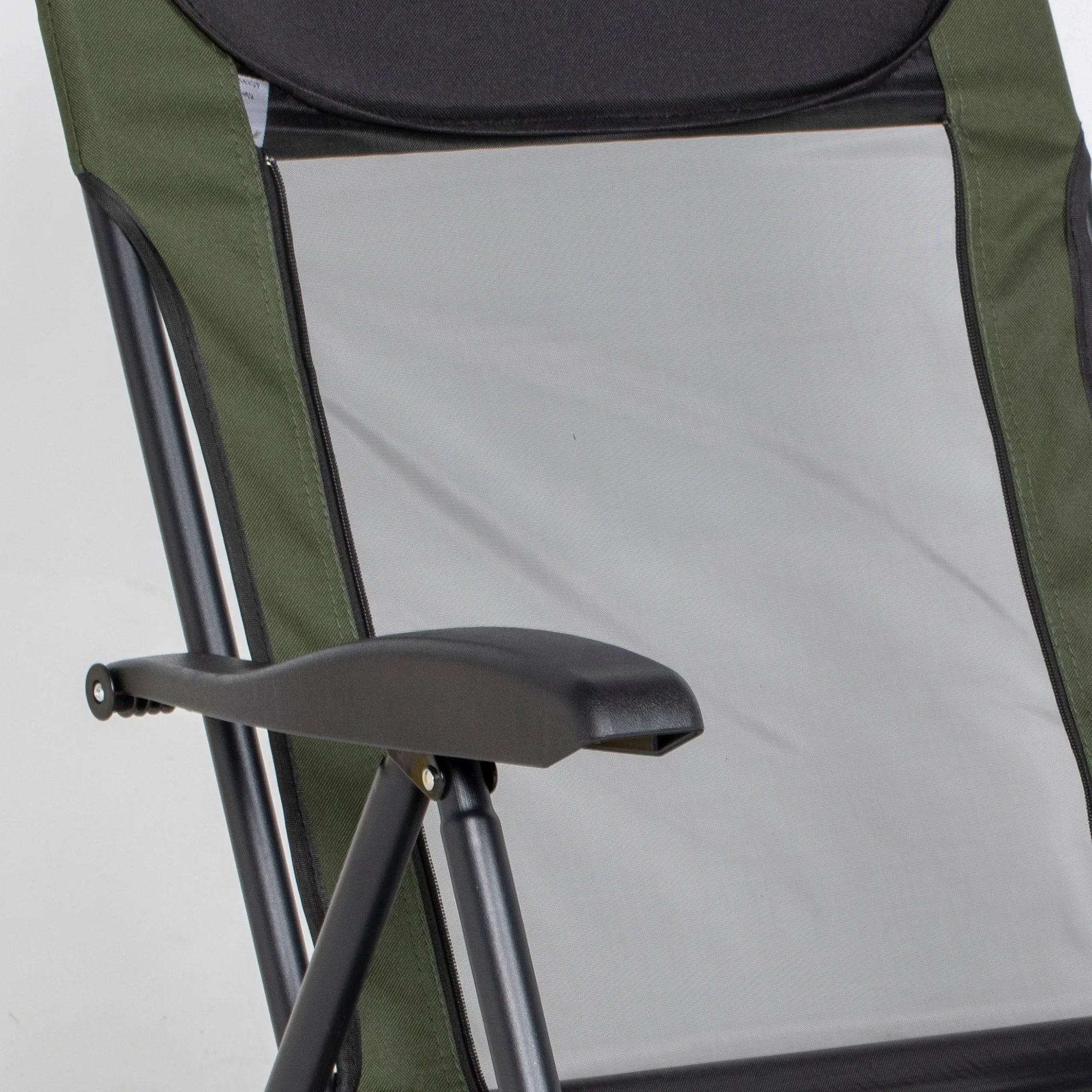 Foldable Metal Frame Fishing Chair, with Adjustable Legs - Green/Black