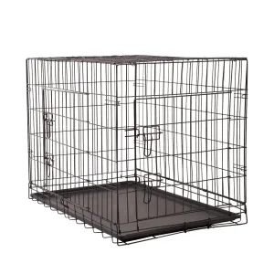 Foldable Metal Pet Cage with ABS Tray, 3 Doors - 36" 4Paws