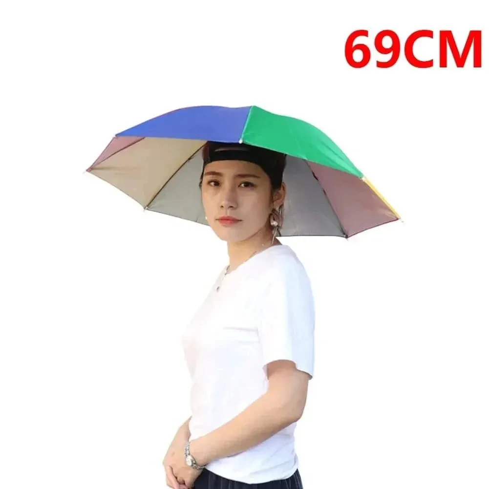 Foldable Outdoor Umbrella Hat Women Men Fishing Double Layer Headwear Sun Cap Camping Fishing Headwear Cap Beach Head Hats