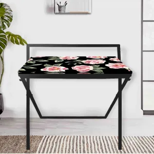 Foldable WFH Desk Study Table for Adults Students-Black Floral