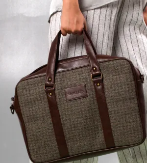 Foliage Check - Tweed and Vegan Leather Laptop Bag