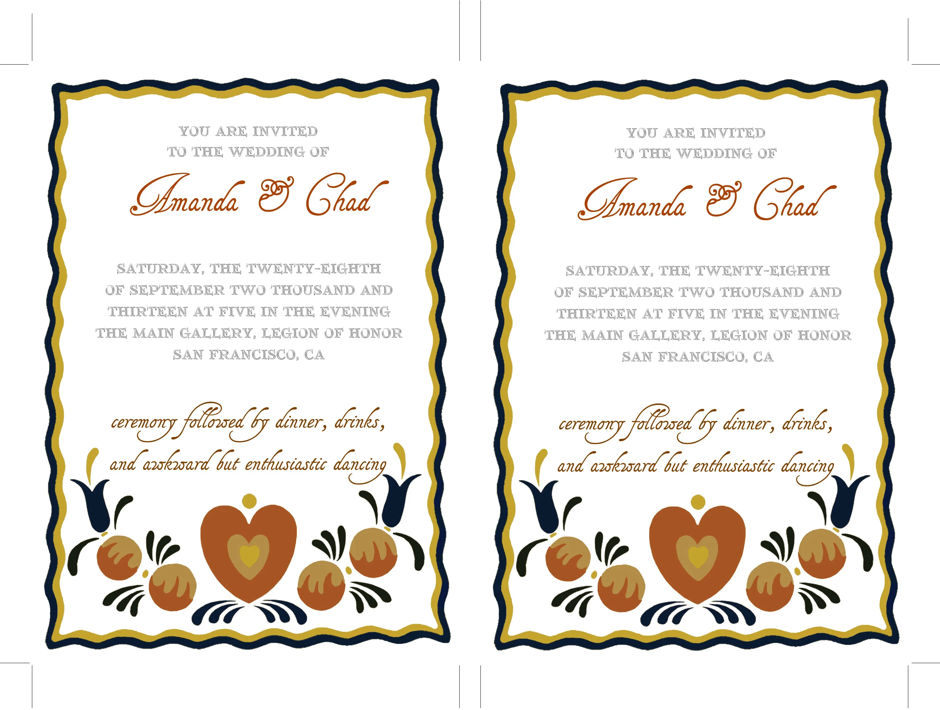 Folk DIY Wedding Invitation Suite