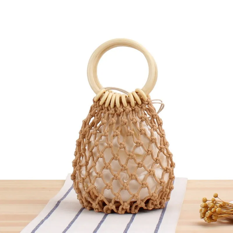 Forest Handwoven Straw Net Bag