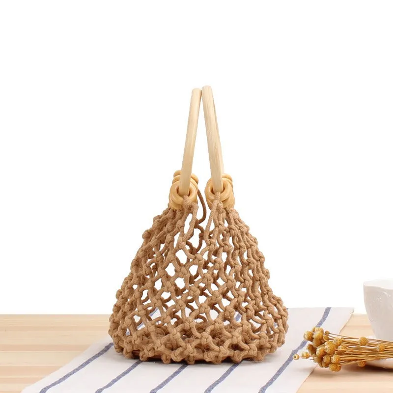 Forest Handwoven Straw Net Bag