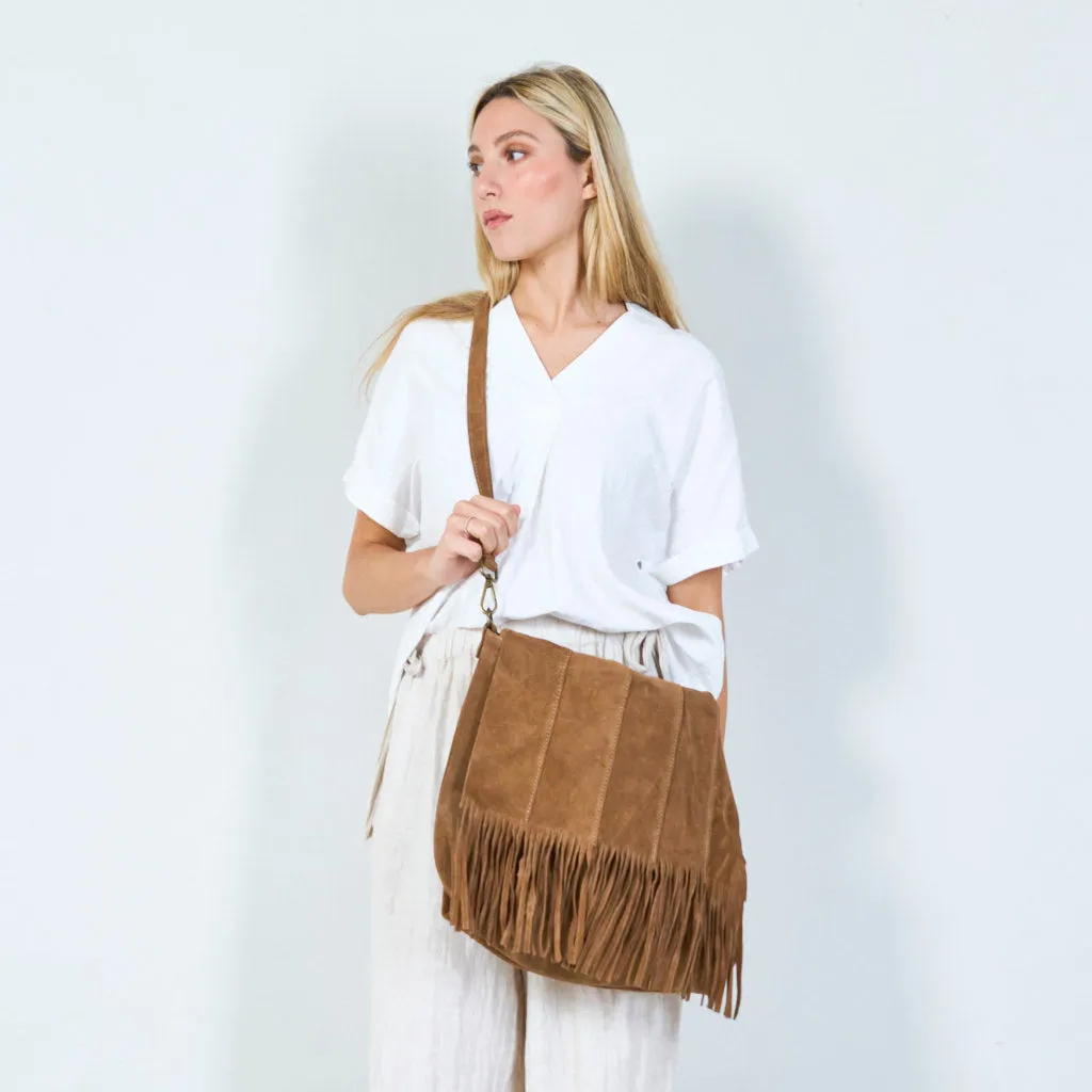 Fringe suede shoulder bag wholesale