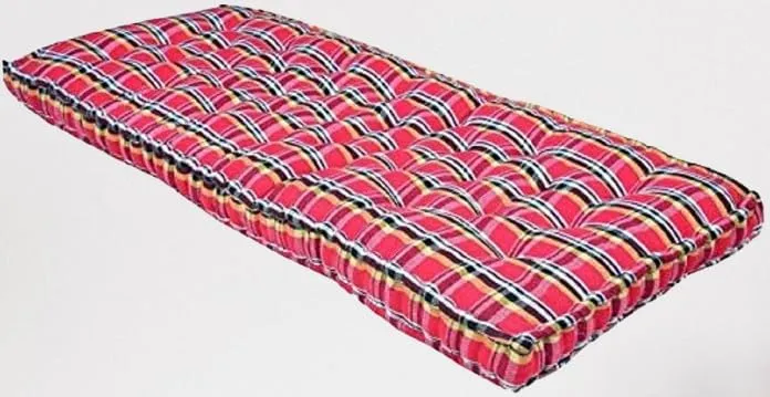 Gadde.Com Thick Soft Quilt Mattress with Foldable Frame, 5 Inches, Double Bed Size, Multicoloured Cotton and Gingham Plaid (72X30X5 Inches or 2.5X6 ft)