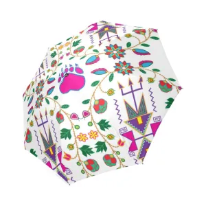 Geometric Floral Fall-White Foldable Umbrella