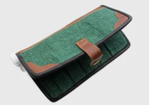 Green Hemp Clutch Purse with Leather Edging, Women Hand Purse