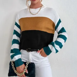 Green Long-sleeved Knitted Sweater Pullover