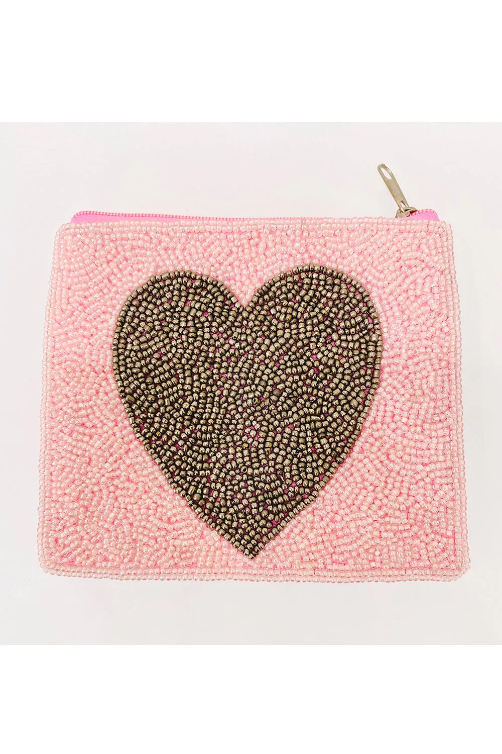 Heart Beads Embroidered Coin Purse