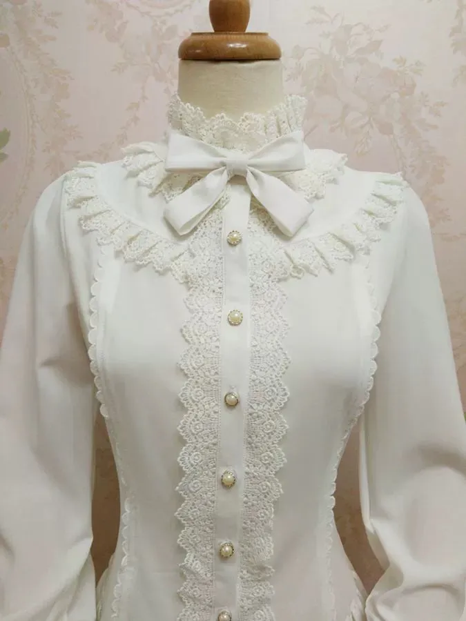 High Collar Venise Lace Blouse