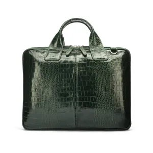 Kingston Leather 13” Laptop Briefcase - Green Croc