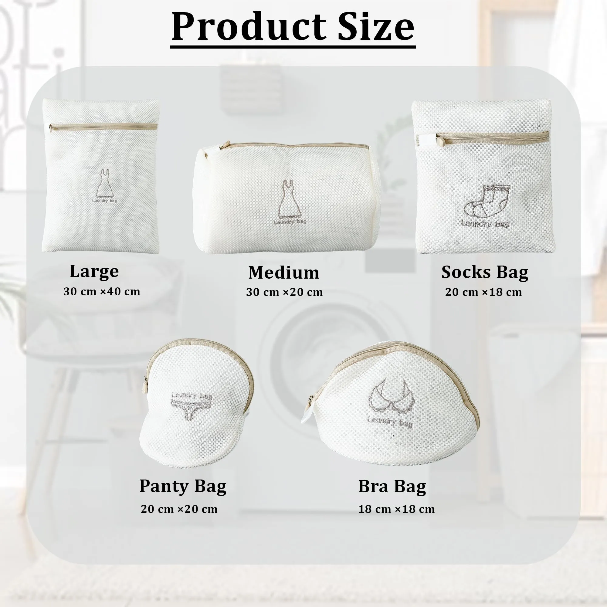 Kuber Industries 10 Piece Laundry Bags | Reusable Mesh Laundry Bags | Laundry Washing Bags for Blouse, Bra, Panty, Hosiery, Lingerie & Jeans | Clothes Storage Bag | SM-WBN004 | White | Pack of 2